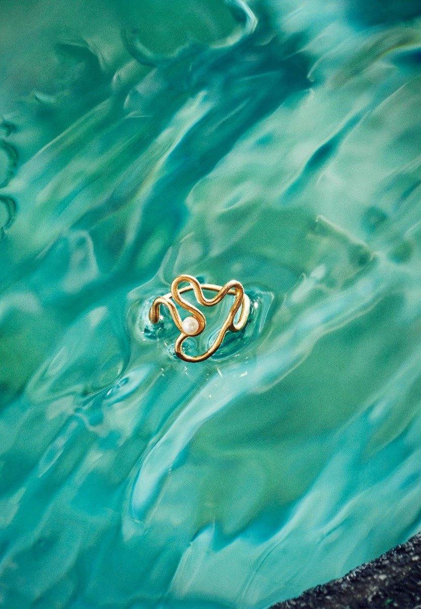 Pernille Corydon Bay Pearl ring - forgyldt - Bahne